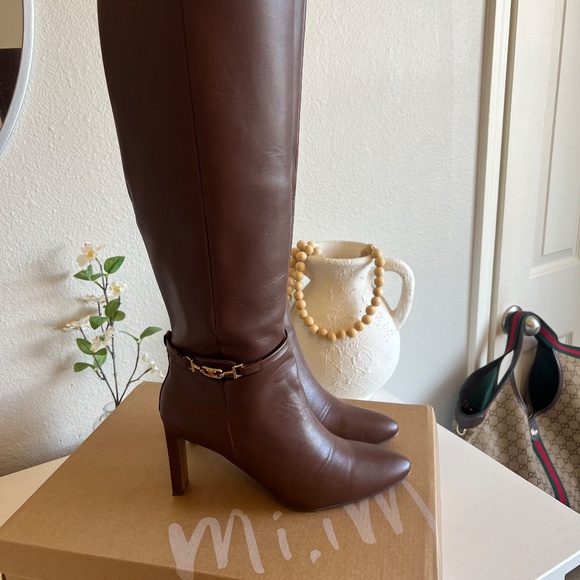 VICI Isobelle Vegan Leather Chain Accent Knee High Boots - Picture 4 of 8